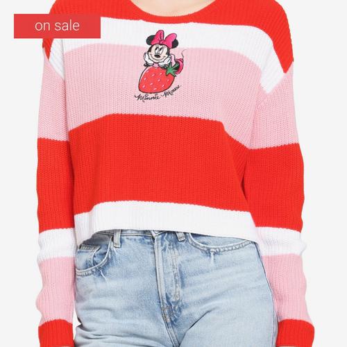 Her Universe Disney Minnie Mouse Strawberry Stripe Girls Knit Sweater
